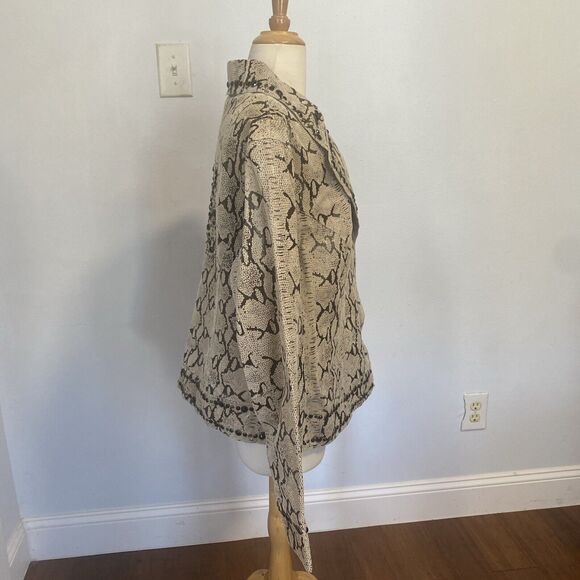 Pamela McCoy Collections Genuine Leather Studded Jacket Blazer Animal Print‎ 1X - Picture 4 of 14